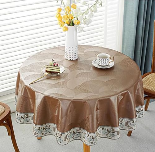 Tischdecke Elegant Schick, Rechteckige Tischtücher Tischdecke für den Außen- und Innenbereich, mit Blumenmusterkanten, Kaffee, 260cm von Musihy