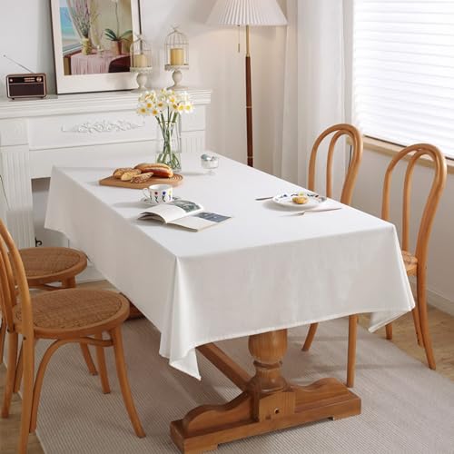Tischdecke Esstisch Modern, 130 x 300 cm Baumwolle Leinen Einfarbig Tischtuch Fleckenschutz, Weiß von Musihy