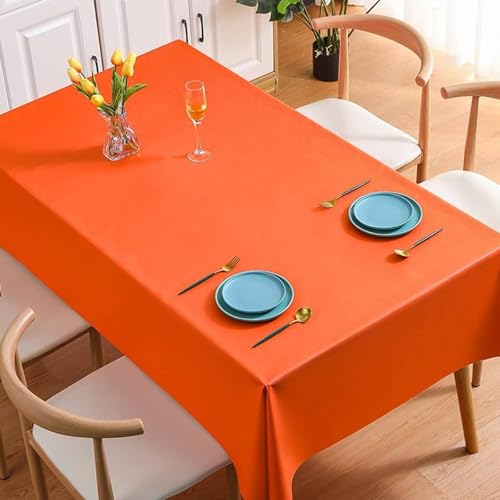 Tischdecke Küche Modern, Quadratische Tischtücher Tischdecke für Party-Picknick-Dinner-Dekor, leicht zu reinigen, Dunkel Orange, 120x120cm von Musihy