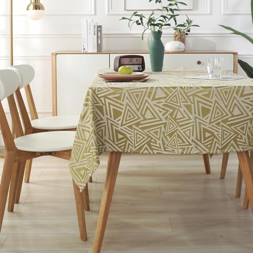 Tischdecke Landhausstil Abwaschbar, 135 x 260 cm Polyester Geometrisches Jacquard-Dreieck Tischtuch Fleckenschutz, Olive von Musihy