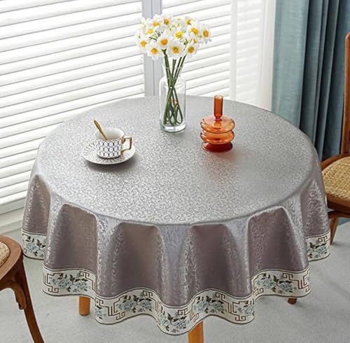 Tischdeko Elegant, Rechteckige Tischdecken Einfache dekorative Tischdecke mit Rankenmuster für den Küchen- und Esstisch, mit Rändern mit Blumenmuster, Grau, 260cm von Musihy