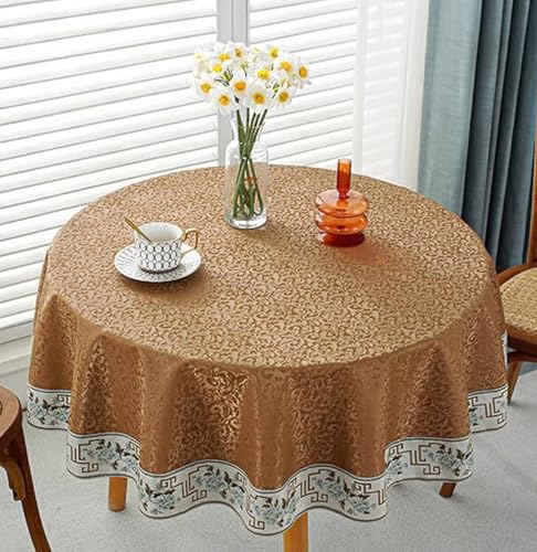 Tischdekoration Wohnzimmer, Rechteckige Tischdecken Einfache Tischdecke mit Rankenmuster für Buffetpartys und Bankette, knitterfrei, mit Blumenmusterrändern, Kaffee, 140cm von Musihy