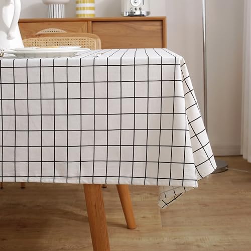 Tischwäsche Modern, 140 x 240 cm Polyester Kariertes Muster Tischtuch für Esszimmer, Garten, Party, Hochzeiten oder Haushalt, Weiß schwarz, Stil 2 von Musihy