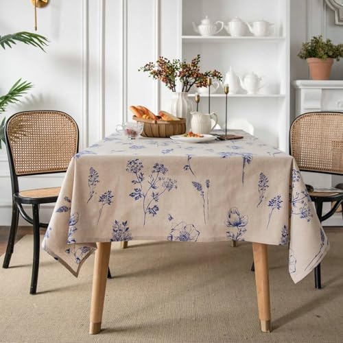 Tischwäsche Modern, Rechteckige Tischdecken Tischdecke mit Blumen- und botanischem Muster für Party-Picknick-Dinner-Dekor, Blau, 140x300cm von Musihy