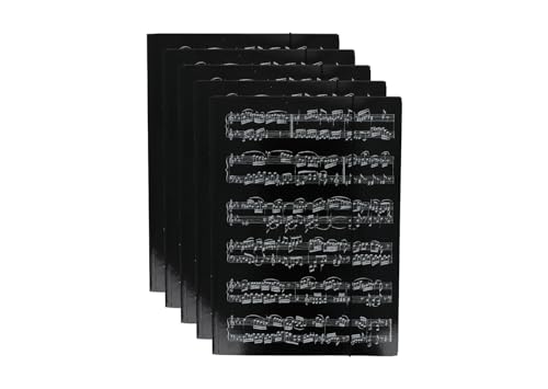 5 x schwarze Sammelmappe mit weißen Notenzeilen, für DIN A4 von Musikboutique