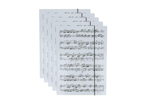 5 x weiße Sammelmappe mit schwarzen Notenzeilen von Musikboutique