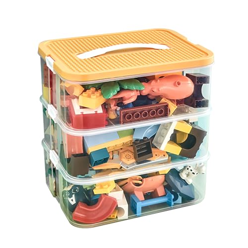 Aufbewahrungsboxen mit Deckel & Tablett 3 Stufen Stapel Bausteine Ablagefächer Veranstalter Trennbare Kleinteile Organizer für Kinder Kisten Sortierboxen Spielzeug Staubox Ordnungsboxen von Mustbeau