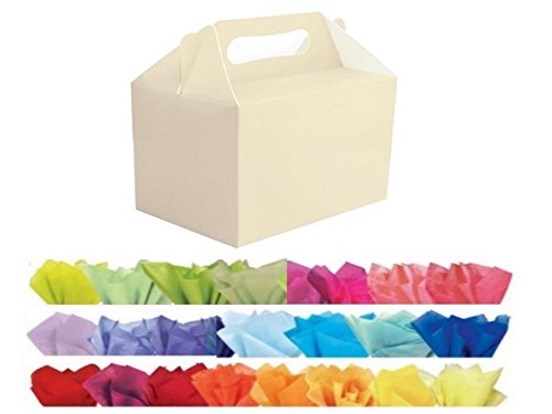 Mustbebonkers Geschenkboxen für Hochzeiten, Partys, Feiern, mit passendem Taschentuch, 40 Schachteln, helles, mittelgrünes Seidenpapier von Mustbebonkers