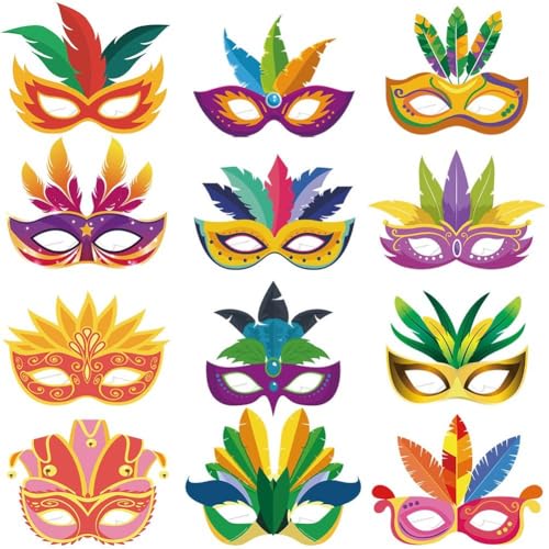 12 Stück Karneval-Brillen, Lustige Maskerade-Masken-Brillen, Kostüm-Brillen Für Halloween, Brasilien, Karneval, Partyzubehör von Muteitt