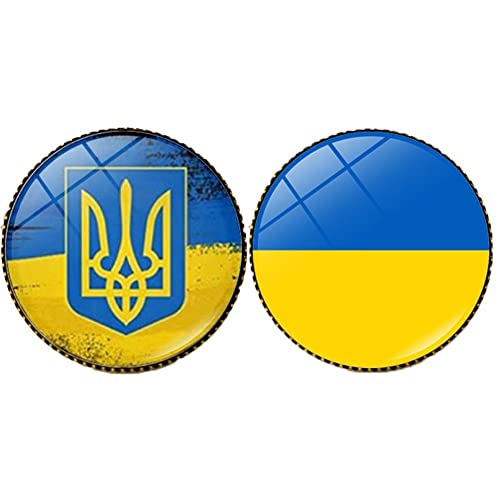 2 Stück Brosche Ukraine-Flagge, Rund, Abzeichen Ukrainischer Flagge, Anstecknadel Für Kleidung, Zubehör von Muteitt