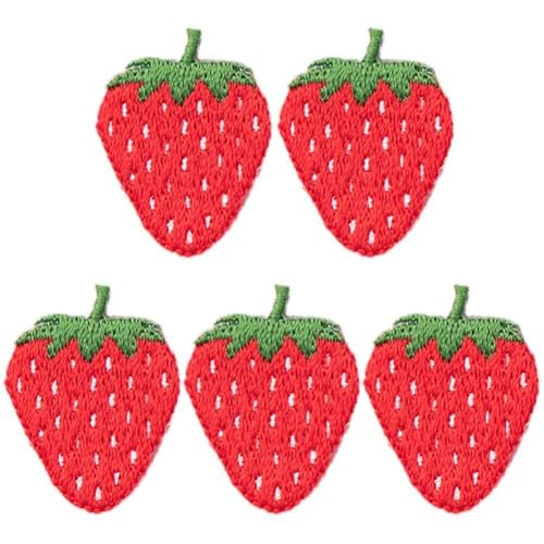 5 Stück Süße Erdbeer-aufnäher Zum Aufbügeln Für Kleidung, Aufnäher, Wärmeübertragung, Bestickte Applikationen Für Hosen, Rucksäcke, Reparatur, Dekoration von Muteitt