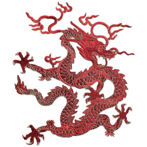 Muteitt Drachen Bestickte Aufnäher, Drachen-Abzeichen Zum Aufnähen, Chinesischer Drache, Bestickte DIY-Applikationen Für, Hüte, T-Shirts, Basteldekorationen von Muteitt