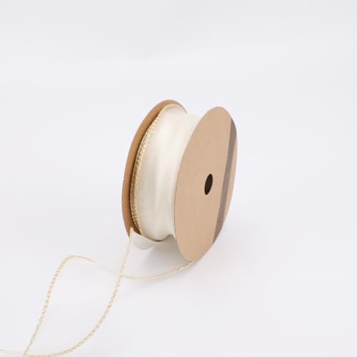 Doppelseitiges Chiffonband für Geschenkverpackungen, 40 mm x 45 m, Beige von Mutool