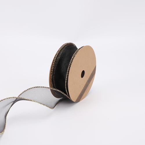 Doppelseitiges Chiffonband für Geschenkverpackungen, 40 mm x 45 m, Schwarz von Mutool