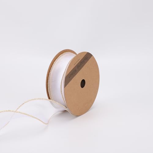 Doppelseitiges Chiffonband für Geschenkverpackungen, 40 mm x 45 m, Weiß von Mutool