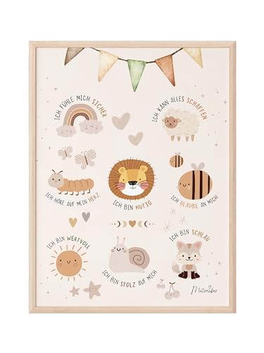 Mutzauber® Poster Kinderzimmer A3 | Bild Kinderzimmer | Deko Babyzimmer Jungen Mädchen | Bilder Bär Tiere Bilder Wandposter Kinderzimmer Affirmationsposter (ohne Rahmen) von Mutzauber