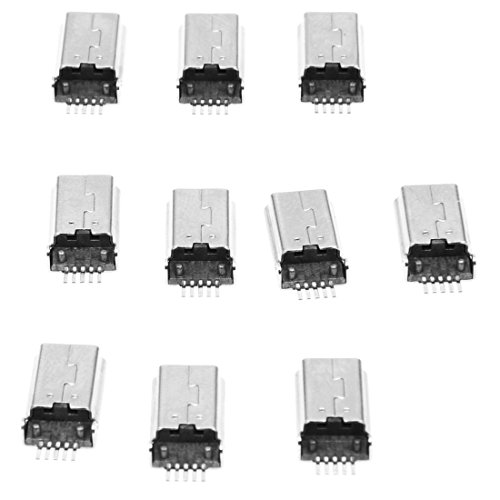 Muuoeou 10 Stueck Mini USB Typ B Stecker Maennlich 180 Grad 5-polig SMD SMT Loetanschluss von Muuoeou