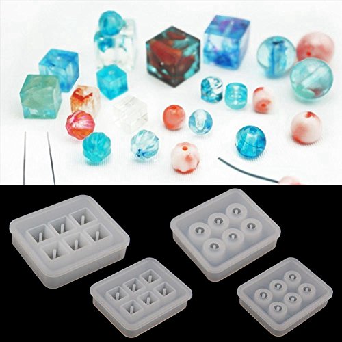 Muuoeou 4 Stuecke Rund Silikon Perle Form mit haengenden Loechern Fuer Schmuck Anhaenger Armreif Herstellung Form DIY Werkzeug von Muuoeou