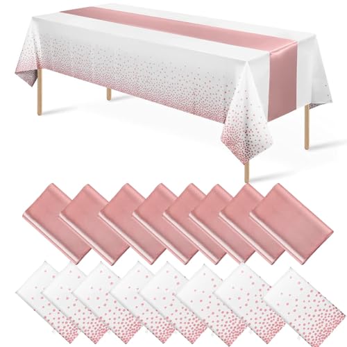 Muuoeou Einweg-Tischdecken Aus Kunststoff, Satin-Tischläufer-Set, Gepunktete Tischdecke, Satin-Tischläufer für Partys, B von Muuoeou