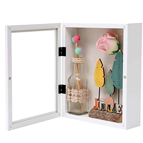 Muzilife Shadow Box Bilderrahmen, 20,3 x 25,4 cm, 5,5 cm, tiefes Holz und Glas, aufhängfertig, Erinnerungsbox, Baby-Sport, Erinnerungsstücke, Hochzeit, Tickets und Fotos (weiß) von Muzilife