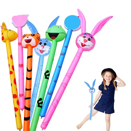 Aufblasbare Tierballons PVC Kinder inblasbare Tiere Stick lange aufblasbarer Stock lustiger Geburtstagsfeier Dekor Geschenke für Kinder 10pcs (zufällige Farbe und Stil) von Muzrunq