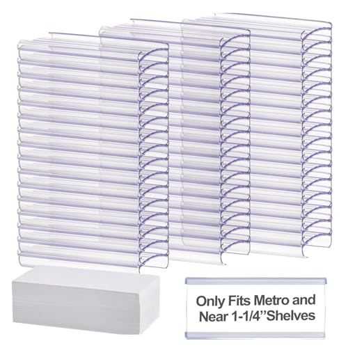 Etiketthalter, 3 Regalbezeichnungen Preiskarte Display Requisite Clear Plastic Holder 100pcs Einfach zu reinigender Kartenanzeigestand für Supermarkt, Drahtregale, Einzelhändler und Geschäfte von Muzrunq