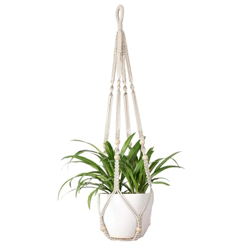 Macrame Plant Hanger, 35 Zoll gewebte Baumwoll -Boho -Pflanzenhalter mit Holzperle, DIY Decorative Hanging Halter für den Home Balcony Garden Innen im Freien von Muzrunq