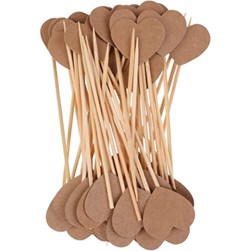 Muzrunq Herz Cupcake Topper Rustikale Vintage Canape Sticks Kraft Herz Hochzeit Brautdusche Cupcake Picks Topper Braut Cupcake Toppers 100pcs von Muzrunq