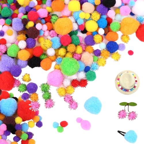 POM POMS, 1000 Stücke mehrfarbige Pomkugeln, flauschige weiche Pastellpompons, 0,4 0,6 0,8 1 1,2 Zoll Pompoms Bälle für Handwerk, DIY und Dekorationen von Muzrunq