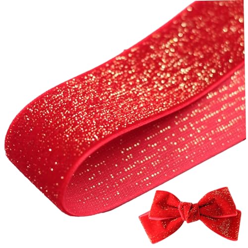 Samtband 32,8ft*1,5 Zoll DIY TEMPERBELITTE GLITTER RAND BUCH STECKELATIVE BOWS CHINE Chinese Knoten -Samtband Ribbon für Geschenkverpackung, Ribbon rot von Muzrunq