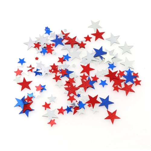 Muzrunq Star Confetti Red Blue White Table Confetti 4. Juli Independence National Day Geburtstag Patriotischer Party Folien Pailletten Streut Konfetti Dekorationen, 60g von Muzrunq