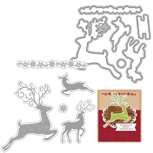 Stempel und Stanzformen zum Gestalten von Karten Weihnachtselch transparente Stempel und Stanzformen Schnittsets Silikonstempel Metall-Stanzformen für Weihnachtskarten, DIY-Scrapbooking, 1 Set von Muzrunq