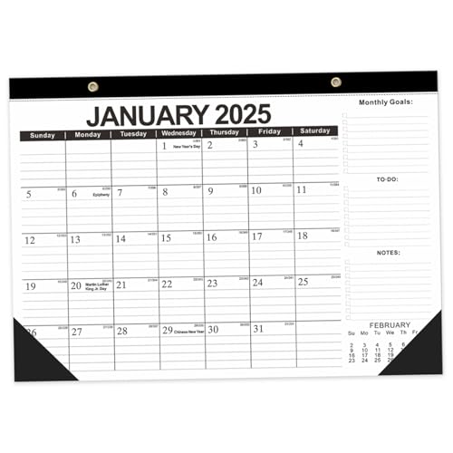 Tischkalender 2025–2026, Jan. 2025 – Jun. 2026, Kalender mit Eckenschutz, 43,2 x 30,5 cm, Schnittlinie und Löcher, 2025–2026, Tischkalender für den Büroschreibtisch von Muzrunq