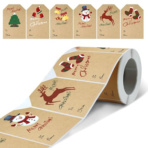 Weihnachtsgeschenk -Tags Aufkleber 250pcs/Rollmuster Weihnachtsaufkleber -Tags Selbstklebende Weihnachtsetiketten Name Tags 2x3 Zoll Sechs Geschenkkarten Dekor Weihnachtsetiketten Name Tags von Muzrunq