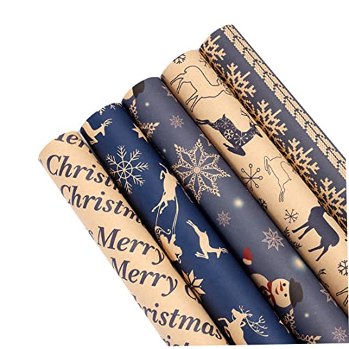 Wickelpapier Rollen WeihnachtSpapier Papierblätter Geschenkverpackung Recyceltes Kraftpapier für festliche Dekoration 5 Blätter von Muzrunq