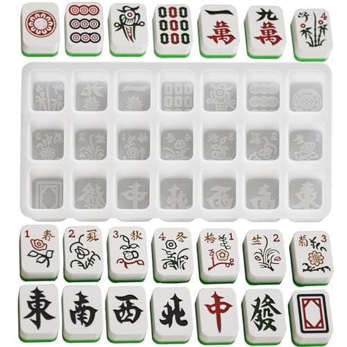 Mahjong-Fliesenform, Mahjong-Kuchen-Backform, chinesische Mahjong-Silikonform, Epoxidharz, Mahjong-Schokoladenform, Mahjong-Eiswürfelform für Mahjong-Fliesen von Mwkbbn