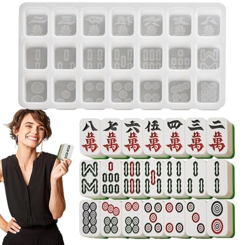 Mahjong-Fliesenform, Mahjong-Kuchen-Backform, chinesische Mahjong-Silikonform, Epoxidharz, Mahjong-Schokoladenform, Mahjong-Eiswürfelform für Mahjong-Fliesen von Mwkbbn