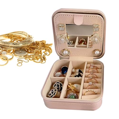 Mwkbbn Reise-Schmuckkästchen – Reise-Etui, stilvoller kleiner Reise-Schmuck-Organizer, unterteilte tragbare Schmuckschatulle zur Aufbewahrung, Mädchen von Mwkbbn