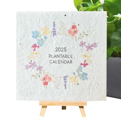 Plant-Able Kalender 2025, Planungskalender mit Staffelei, 12 Monatskalender, Pflanzen-fähiger Pflanzenkalender, 12 Monatskalender mit Plantischpflanzen, Kreativer Planungskalender für Familie und von Mwkbbn