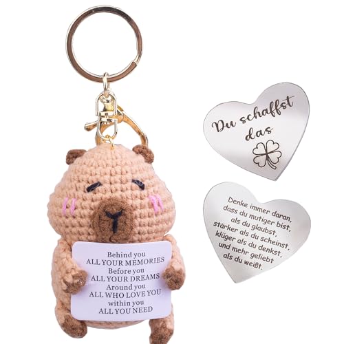 Mwmoeen Lustige Positive Glücksbär, Pocket Hug Positiver Bär, Handgemachte Gestrickte Wolle Bär Glücksbringer Geschenke Mit Postkarte Für Frauen, Beste Freundin Geschenke für Freundin(B) von Mwmoeen