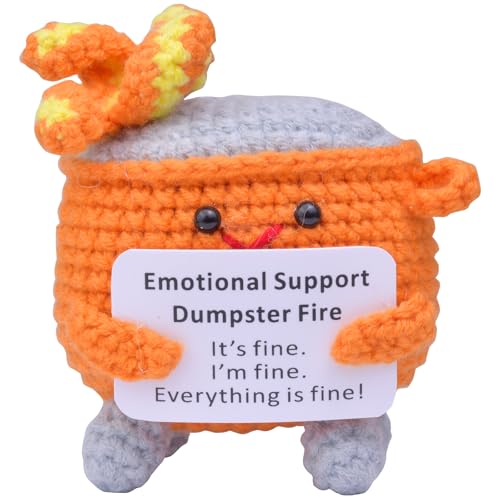 Mwmoeen Pocket Hug Positive Kartoffel Müllcontainer-Feuer, Häkel-Pocket Hug Positive Müllcontainer handgemachte emotionale Unterstützung Crochet Geschenk Desk Decor Dankeschön-Geschenk. von Mwmoeen