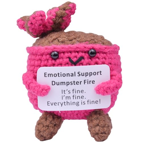 Mwmoeen Pocket Hug Positive Kartoffel Müllcontainer-Feuer, Häkel-Pocket Hug Positive Müllcontainer handgemachte emotionale Unterstützung Crochet Geschenk Desk Decor Dankeschön-Geschenk. von Mwmoeen