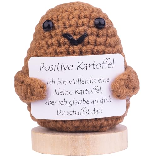 Mwmoeen Pocket Hug Positive Kartoffel Puppe, Lustige Positive Potato Strickpuppe Motivationsgeschenke Beste Freundin Geschenke für Freundin Kleine Geschenke für Frauen(E13) von Mwmoeen