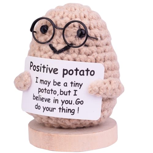 Mwmoeen Pocket Hug Positive Kartoffel Puppe, Lustige Positive Potato Strickpuppe Motivationsgeschenke Beste Freundin Geschenke für Freundin Kleine Geschenke für Frauen(E16) von Mwmoeen