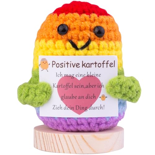 Mwmoeen Pocket Hug Positive Kartoffel Puppe, Lustige Positive Potato Strickpuppe Motivationsgeschenke Beste Freundin Geschenke für Freundin Kleine Geschenke für Frauen(E17) von Mwmoeen