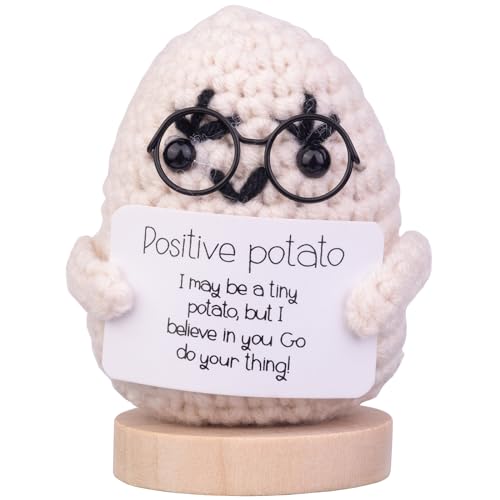 Mwmoeen Pocket Hug Positive Kartoffel Puppe, Lustige Positive Kartoffel Strickpuppe Motivationsgeschenke Beste Freundin Geschenke für Freundin Kleine Geschenke für Frauen(E2) von Mwmoeen