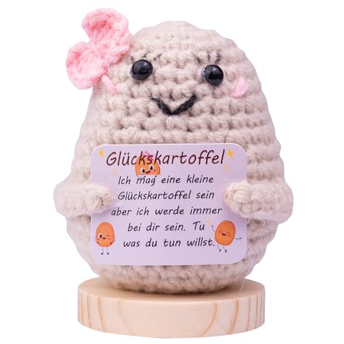 Mwmoeen Pocket Hug Positive Kartoffel Puppe, Lustige Positive Potato Strickpuppe Motivationsgeschenke Beste Freundin Geschenke für Freundin Kleine Geschenke für Frauen(E20) von Mwmoeen