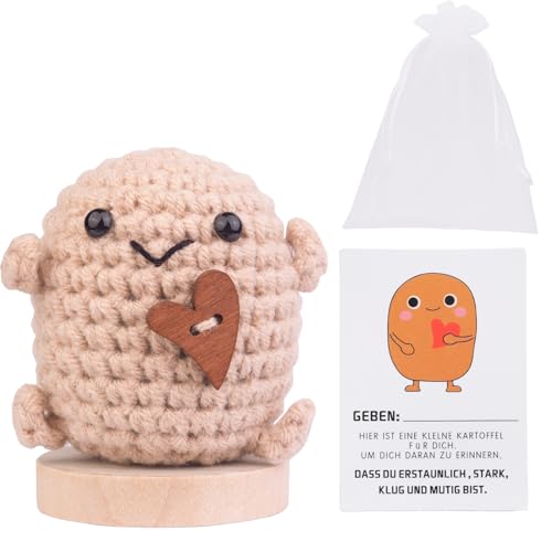 Mwmoeen Pocket Hug Positive Kartoffel Puppe, Lustige Positive Kartoffel Strickpuppe Motivationsgeschenke Beste Freundin Geschenke für Freundin Kleine Geschenke für Frauen(E4) von Mwmoeen