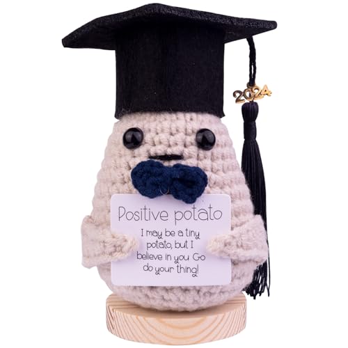 Mwmoeen Positive Kartoffel Puppe, Kreative Strickwolle Pocket Hug Positive Kartoffel Motivationsgeschenke mit Doktorhut Geschenk bei Prüfungen Abschlussfeier für Freundin Geschenke(F11) von Mwmoeen