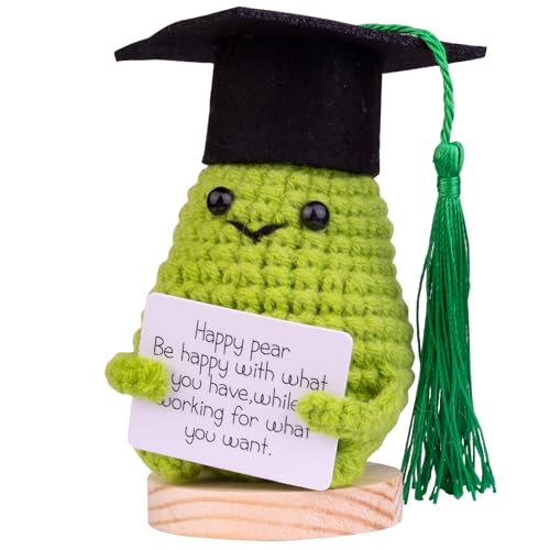 Mwmoeen Positive Kartoffel Puppe, Kreative Strickwolle Pocket Hug Positive Kartoffel Motivationsgeschenke mit Doktorhut Geschenk bei Prüfungen Abschlussfeier für Freundin Geschenke(F3) von Mwmoeen